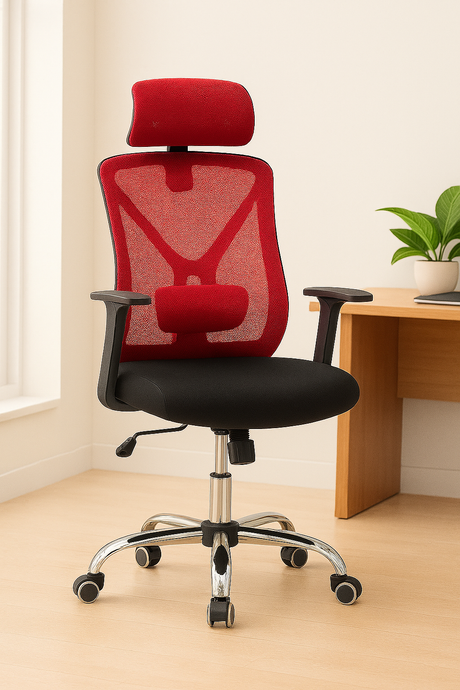 Ergonomic Mesh Office Chair with Adjustable Headrest and Armrests – Swivel and Height Adjustable