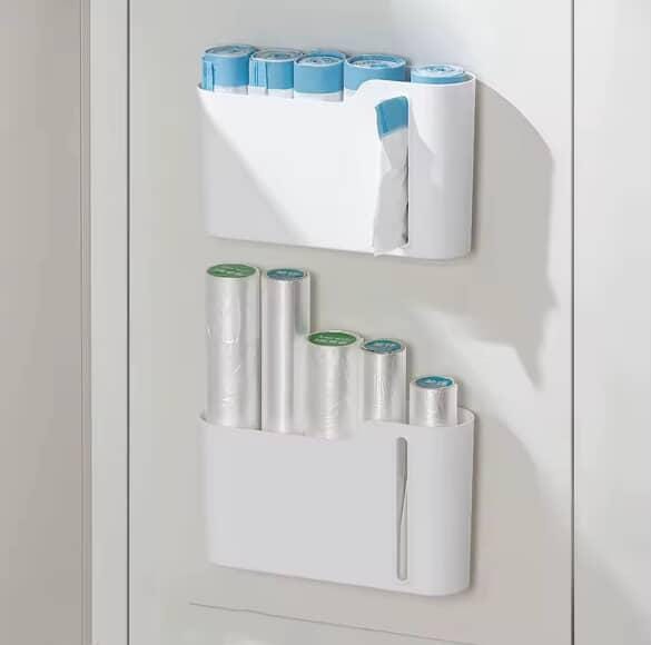 Wall-Mounted Garbage Bag Dispenser – No-Drill Kitchen Storage Organizer