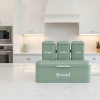 Nordic Style Bread Bin With 3 Canisters For Home Cooks Kitchen organiser Bread Boxes & Bags