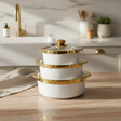 White Ceramic Casserole Set 3pc Keeps Warm Family Dinner Casserole Dishes