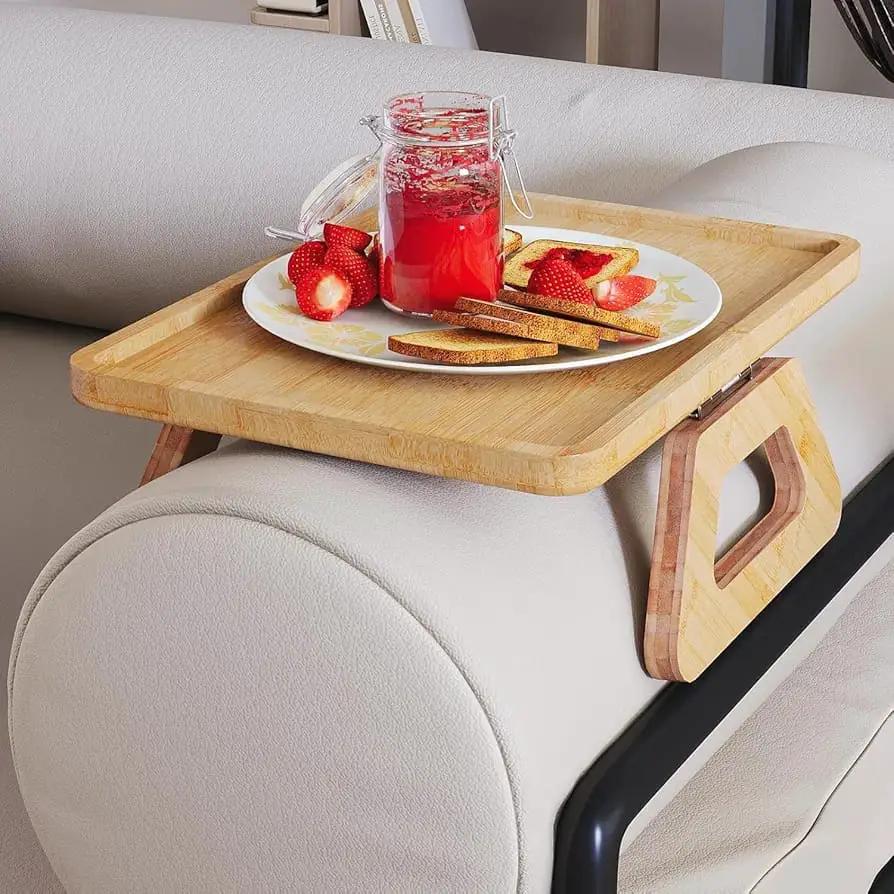 Foldable Wooden Sofa Armrest Tray Clip On Table For Couch Home & Garden Sofa Accessories