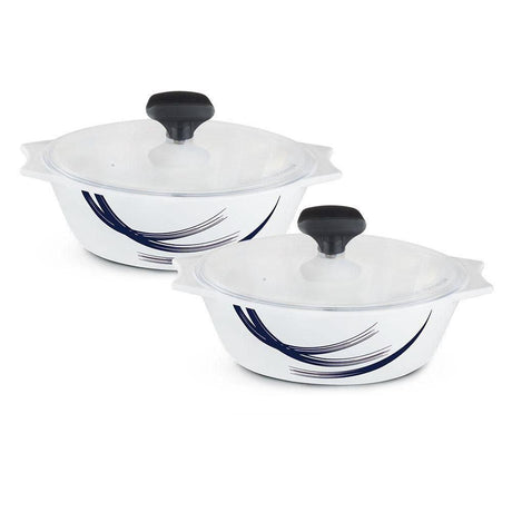4 Pcs White Glass Casserole Set (Indigo Stella- Furaha Finds Kenya