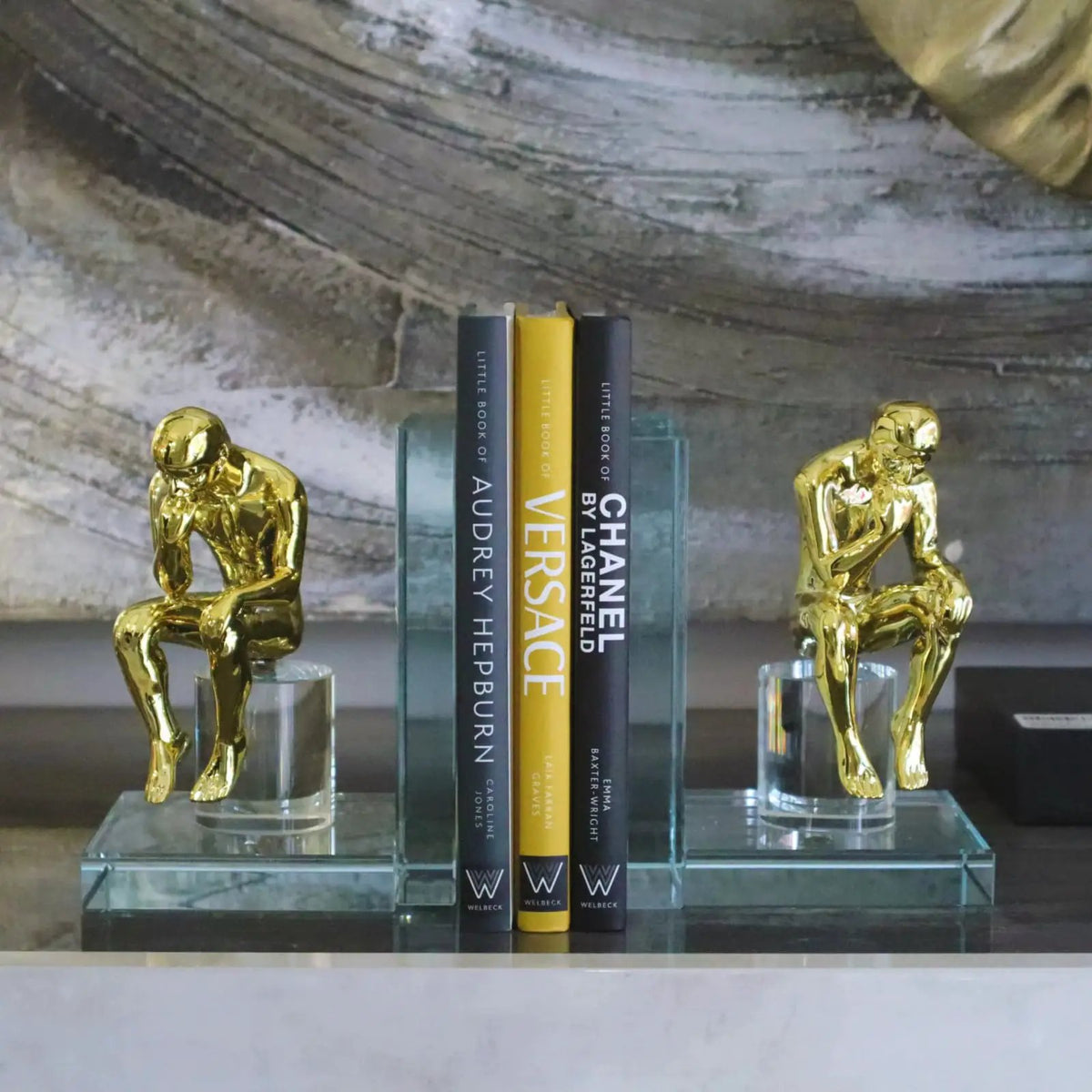 Gold Thinker Mirrored Bookends Bookend Bookends