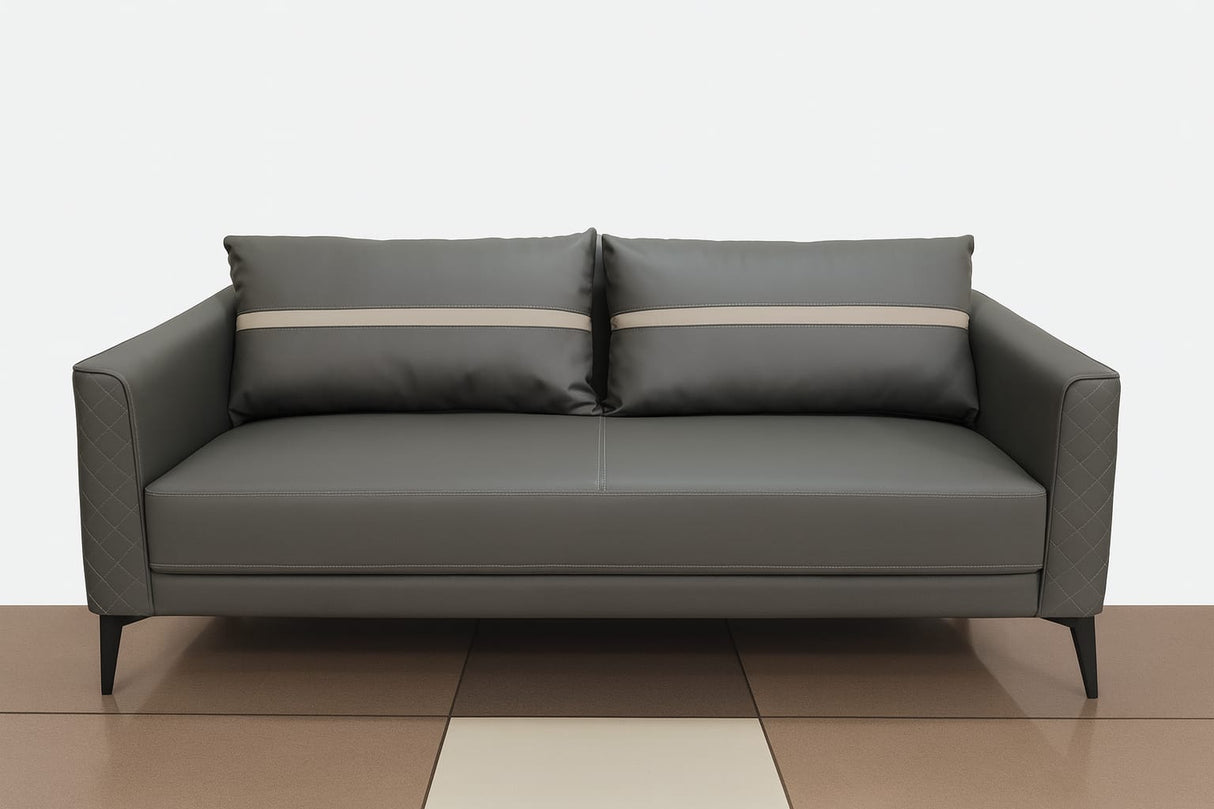 3 Seater and 2 Armchairs Modern Leather Sofa Set with Metal Legs