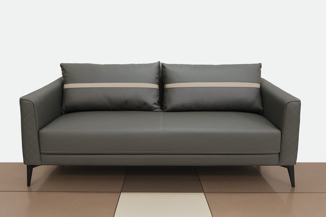 3 Seater and 2 Armchairs Modern Leather Sofa Set with Metal Legs