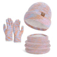 Kinija 3 Piece Knitted Winter Set Beanie Scarf Gloves Multicolour Clothing & Accessories Neck Gaiters
