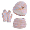Kinija 3 Piece Knitted Winter Set Beanie Scarf Gloves Multicolour Clothing & Accessories Neck Gaiters
