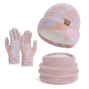 Kinija 3 Piece Knitted Winter Set Beanie Scarf Gloves Multicolour Clothing & Accessories Neck Gaiters