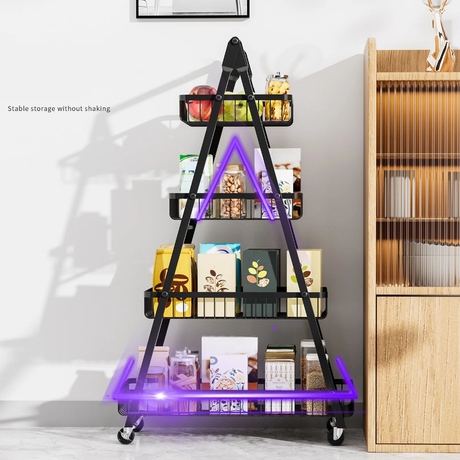 4 Layers Multifunctional Metallic Storage Rack with Wheels-Furaha Finds