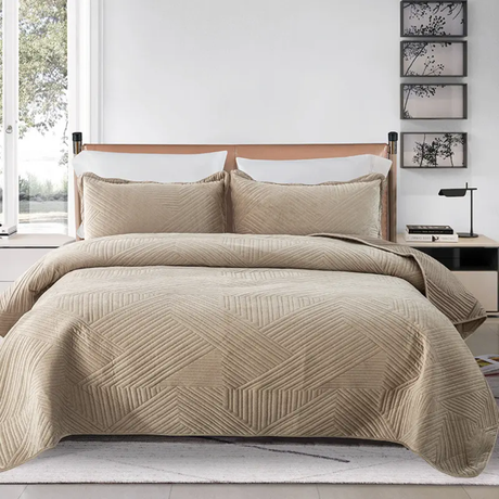 Premium Large Bed Spread Cover Set with Pillowcases Fits 6x6 to 7x8 Beds
