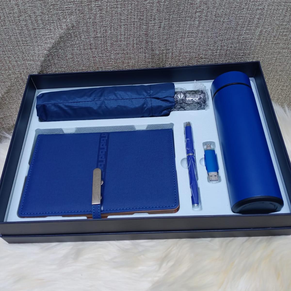 5 in 1 Corporate Luxurious Gift Pack with Umbrella, Notebook, USB and Flask