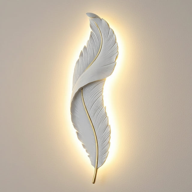 White Nordic Feather LED Wall Light Wall art Wall Art