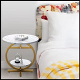 2-Layer Marble Effect Minimalist Side Table – Living Room, Bedside, or Balcony Coffee Table- Furaha Finds Kenya