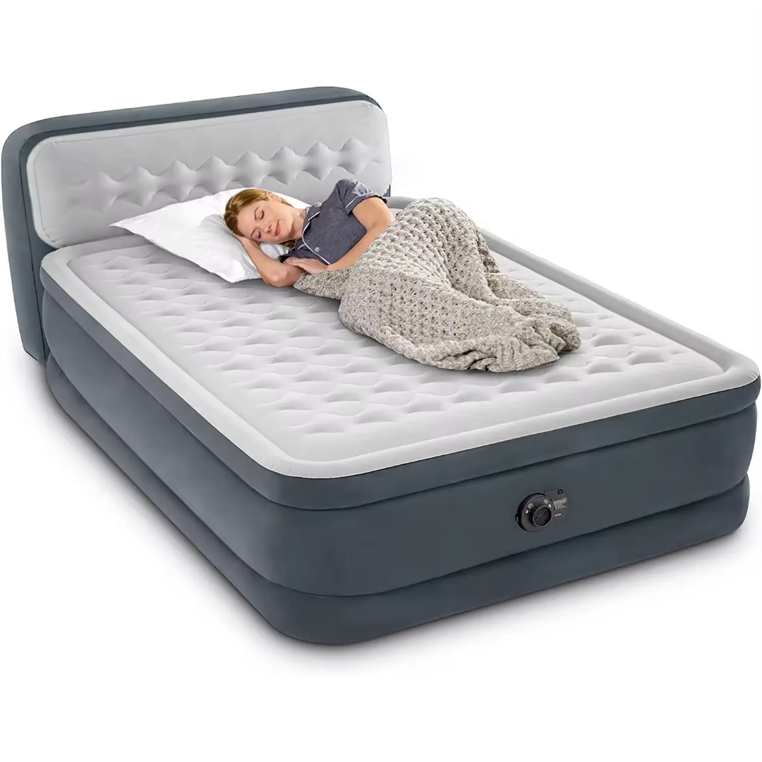 INTEX Dura Beam Queen Airbed with Built In Electric Pump and Supportive Headboard 18 Inch Raised Design,152*236*86cm.- Furaha Finds Kenya