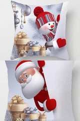 Christmas Themed Linen Throw Pillow Cases – 45cm x 45cm Festive Cushion
