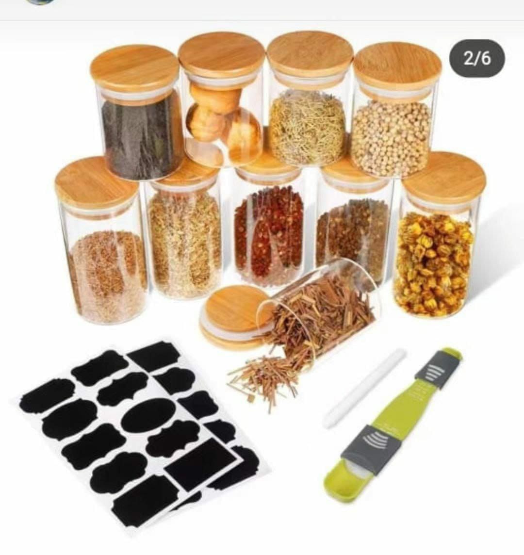 12pcs Glass Canister Set with Airtight Bamboo Lids
