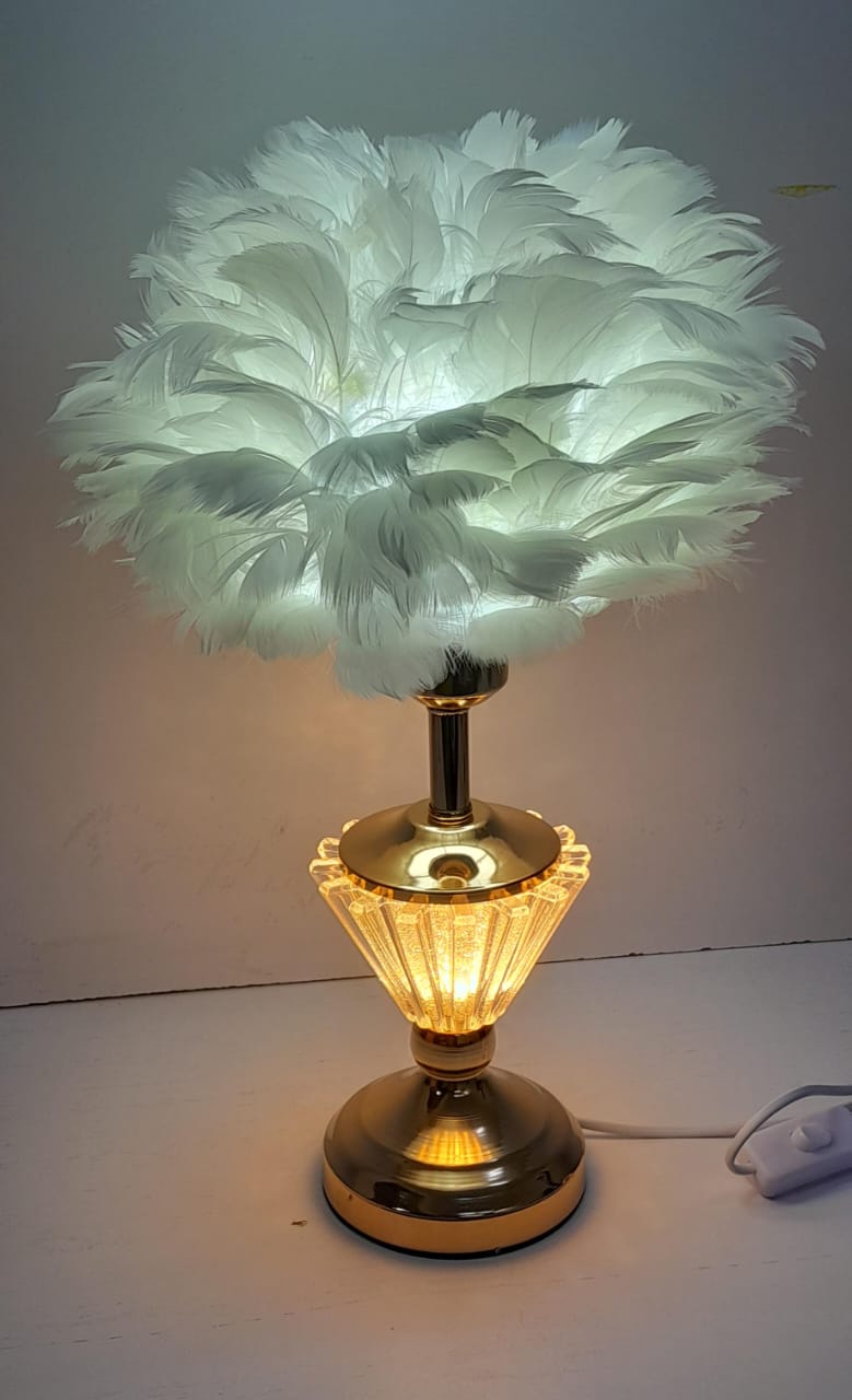 Crystal Feather Table Lamp – Multiple Bases & Feather Colours