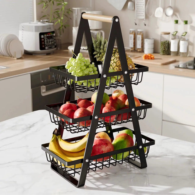 3-Tier Triangular Metal Mesh Fruit Basket Fruit basket Household Storage Baskets