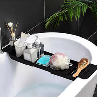 Expandable Bathtub Caddy Tray With Wine Glass Holder Non Slip Black Home & Garden Bathtub Caddies