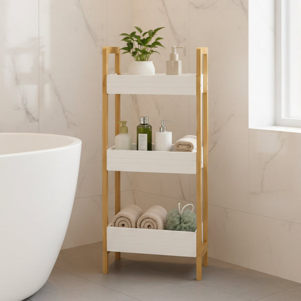 3-Tier Bamboo Bathroom Storage Rack Bathroom Storage Storage Cabinets