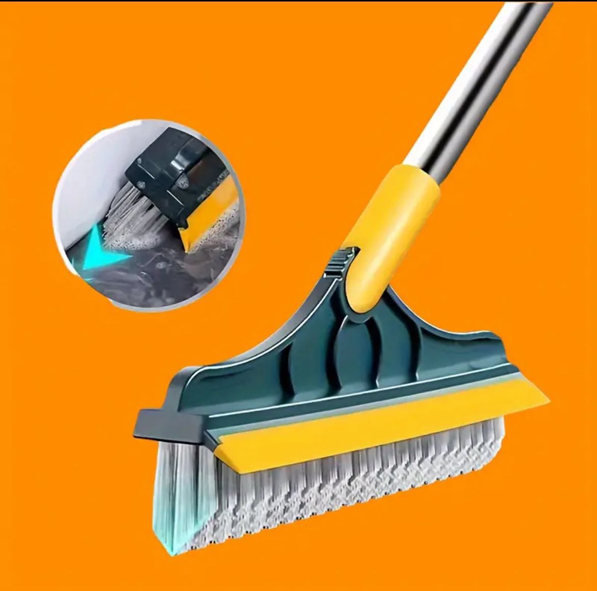 3 in 1 Floor Scrubbing Brush with Long Handle and 180° Rotating Head