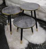 3 in 1 Nesting Luxury Marble Side Stool Tables
