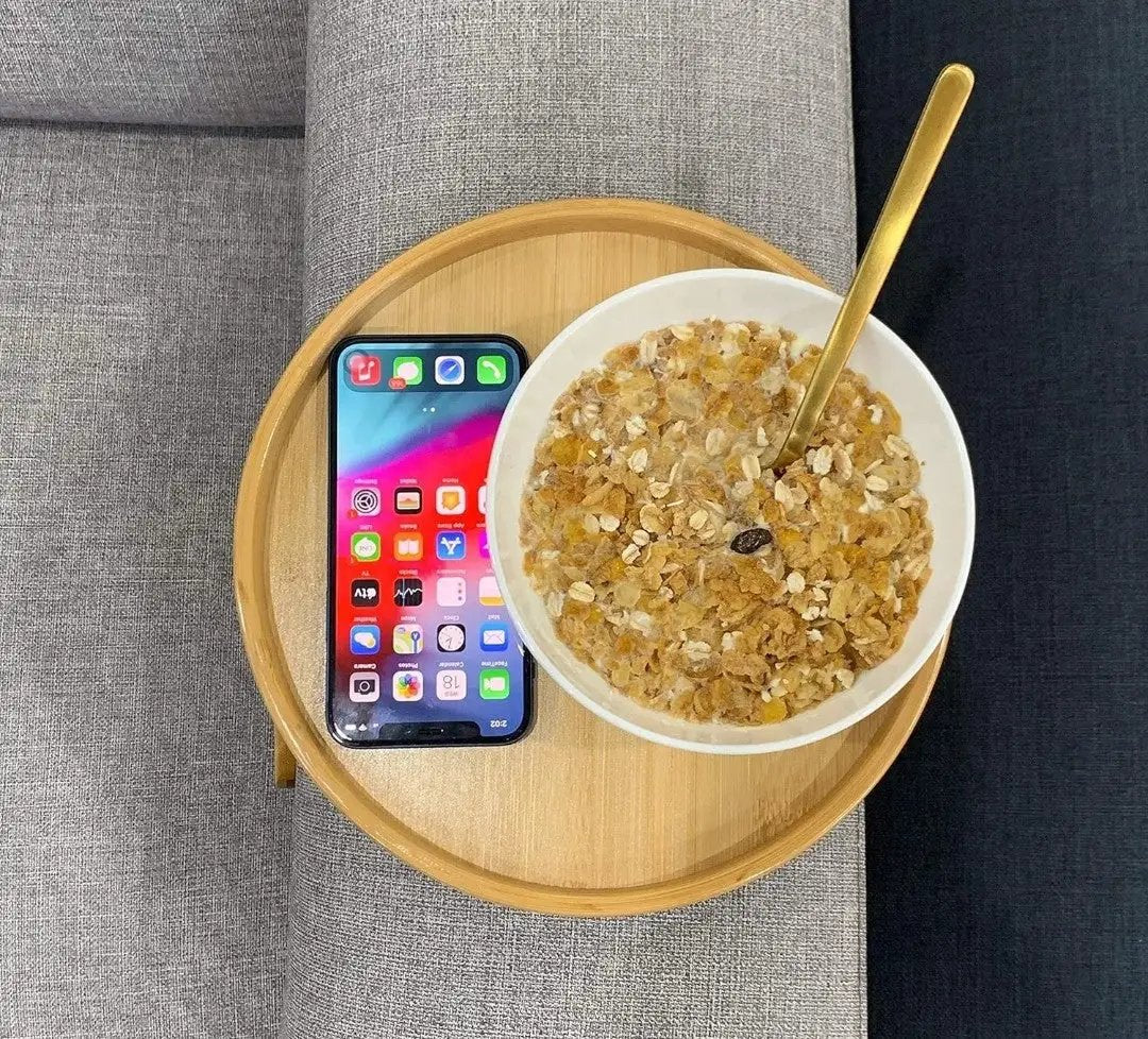 Round Bamboo Sofa Armrest Tray Armrest tray Sofa Accessories