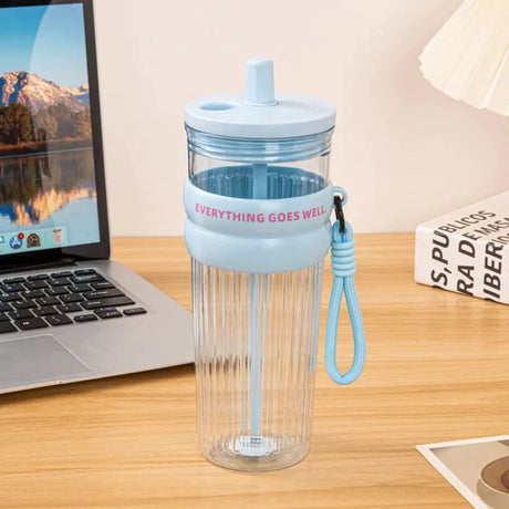 Large Capacity Straw Water Bottle with Rope Strap Straw cups Water Bottles