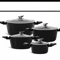 4pcs Nonstick Cooking Pot Set with Glass Lids and Heat-Resistant Handles Cooking set Cookware Sets