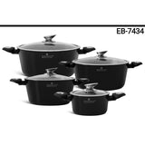 4pcs Nonstick Cooking Pot Set with Glass Lids and Heat-Resistant Handles