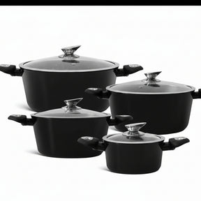 4pcs Nonstick Cooking Pot Set with Glass Lids and Heat-Resistant Handles Cooking set Cookware Sets