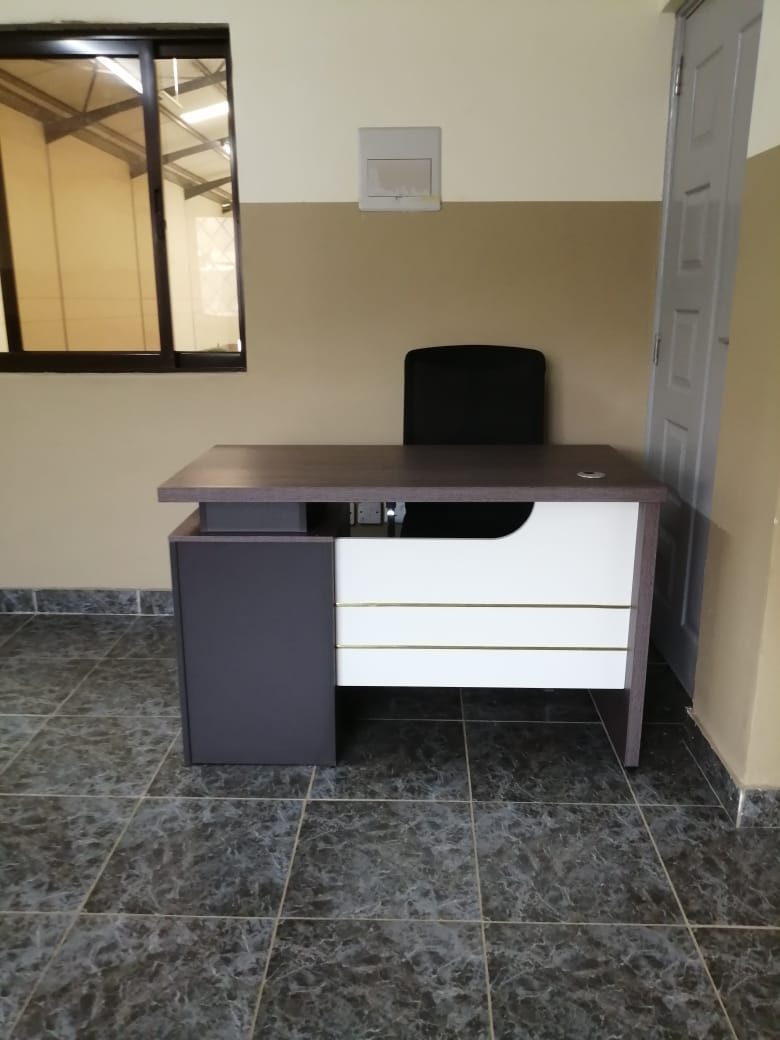 1.2m Modern Office Desk with Storage – Brown and White Finish