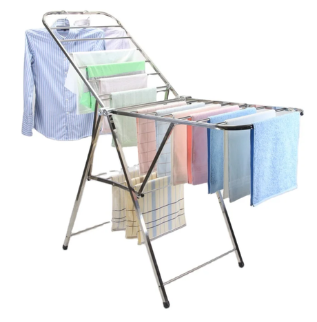 Cloth Drying Rack Foldable Anti-Rust Steel with Strong Capped Stands