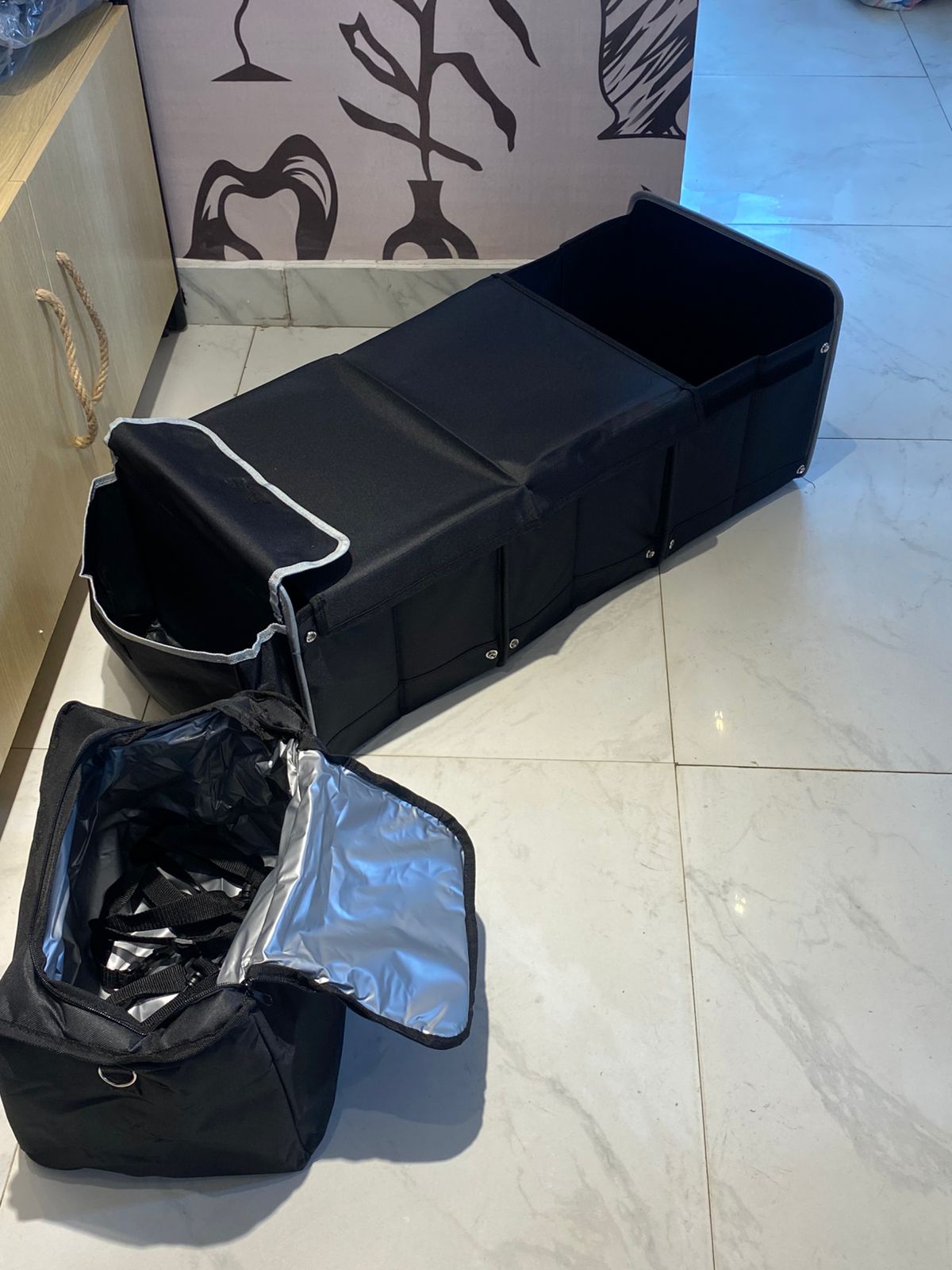 2 in 1 Collapsible Car Boot Organizer with Insulated Cooler Bag – 90 cm