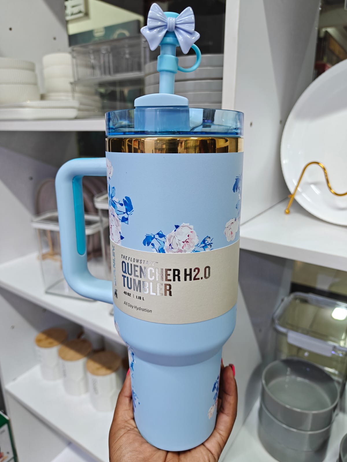 Original Love Shark Stanley Tumbler 1.18L Floral Edition with Straw & Topper- Furaha Finds Kenya