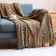 Bohemian Knitted Throw Blanket With Tassel Cold essentials Throw Blankets