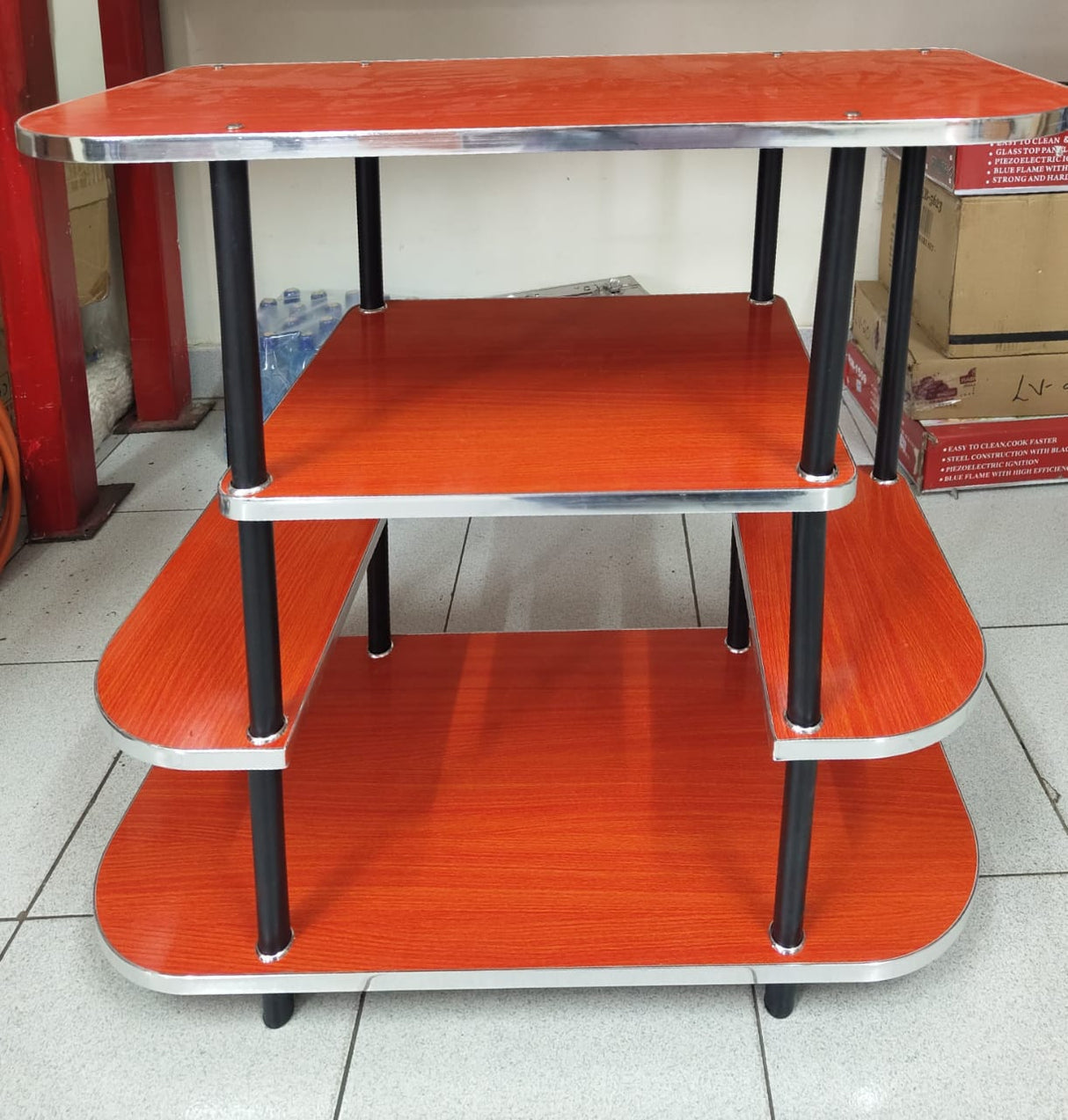 4-Tier Multipurpose Wooden Kitchen Rack with Side Shelves