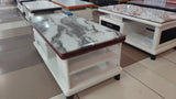Modern Marble Top Coffee Table with two sided Storage Drawers