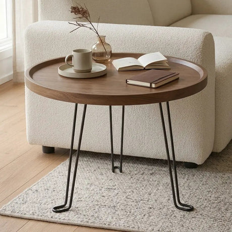 Mid-Century Metal & Wood Side Table Side table Side Tables