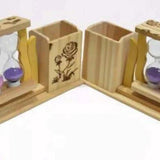 Handicraft Wooden Pen Stand with 3-Hourglass Timer Desk Organizer Pen holder Pen Holders