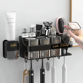 Automatic Toothpaste Dispenser with 4 Cups and Wall-Mounted Storage Rack Bathroom Accessories
