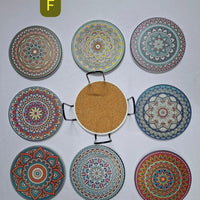 8Pcs Ethnic Style Ceramic Coasters Ceramic coaster Coasters