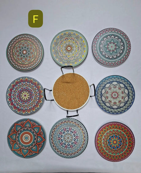 8Pcs Ethnic Style Ceramic Coasters Ceramic coaster Coasters