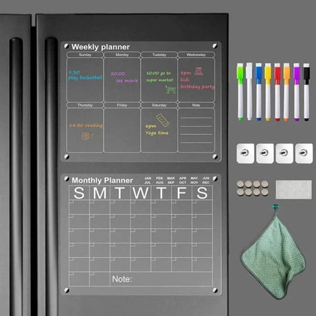 2pcs Magnetic Monthly and Weekly Fridge Planner Set – Acrylic 40 × 30 cm