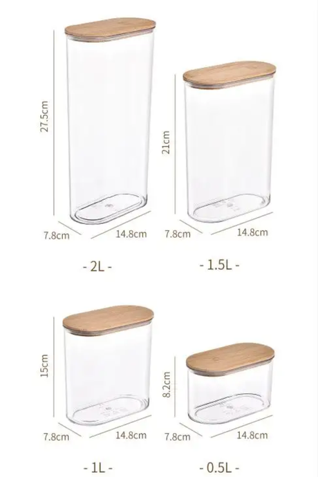 4pcs Set Acrylic Storage Containers 500ml to 2000ml, Airtight with Bamboo Lids.- Furaha Finds Kenya