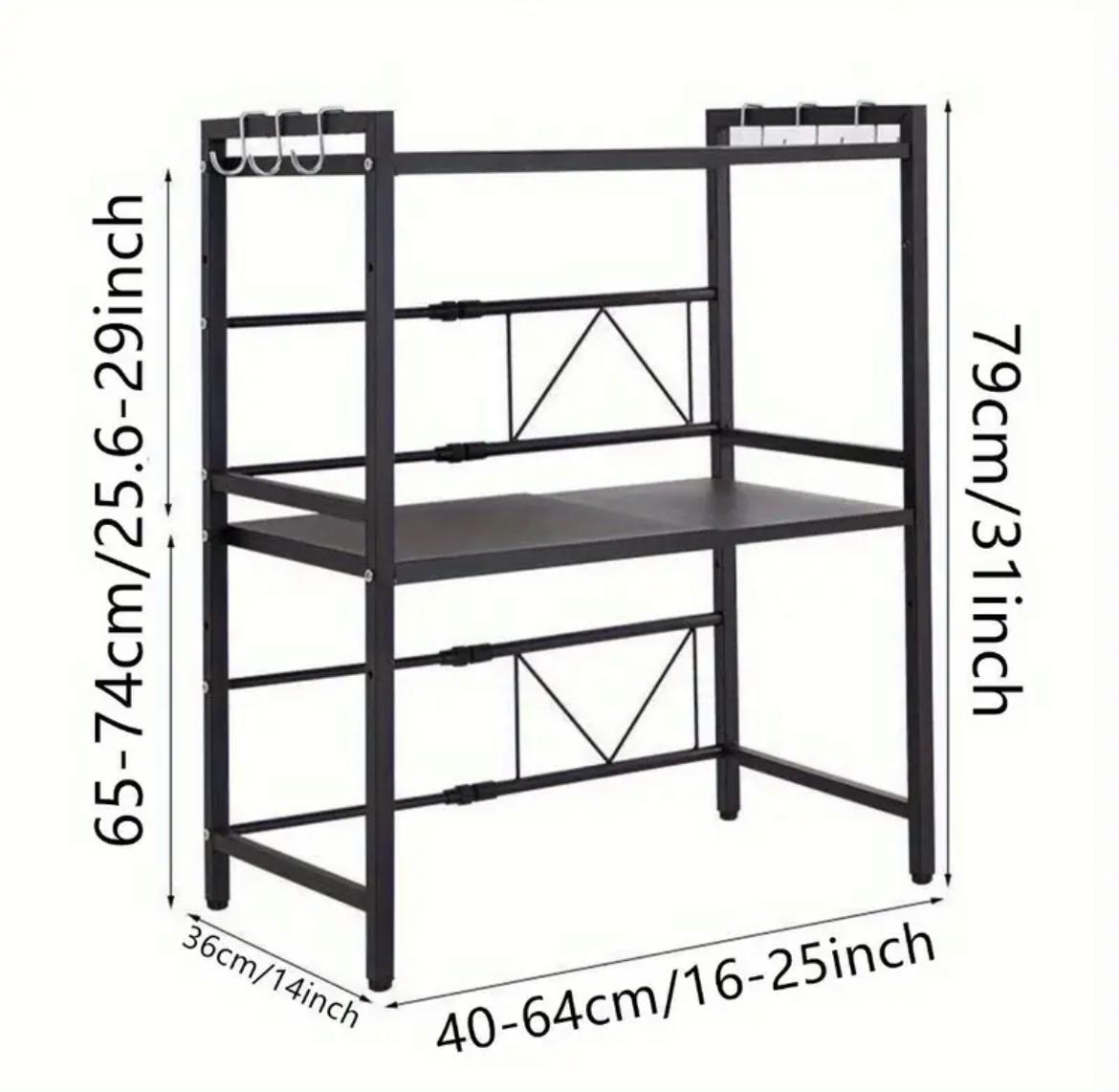 Furaha Finds Double Layer Adjustable Microwave Stand Carbon Steel Black