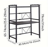 Furaha Finds Double Layer Adjustable Microwave Stand Carbon Steel Black