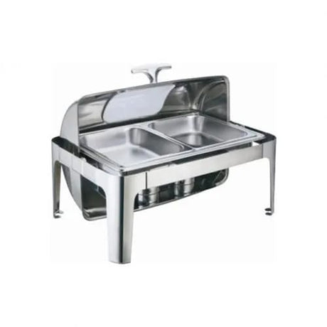 Stainless Steel Rolltop Chafing Dish with Glass Window 9L Double Pan for Buffet and Catering