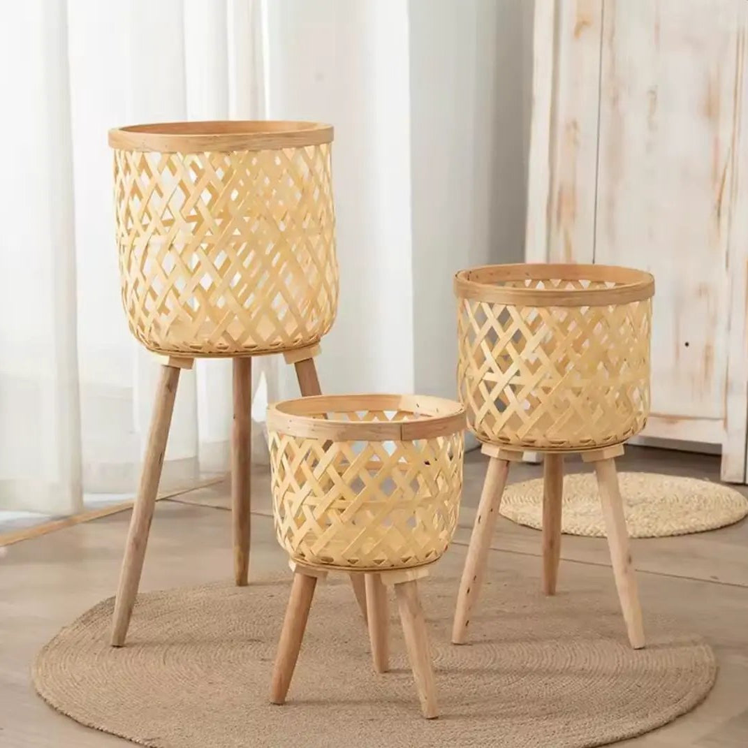 Boho Rattan Plant Stand Set Plant stand Plant Stands