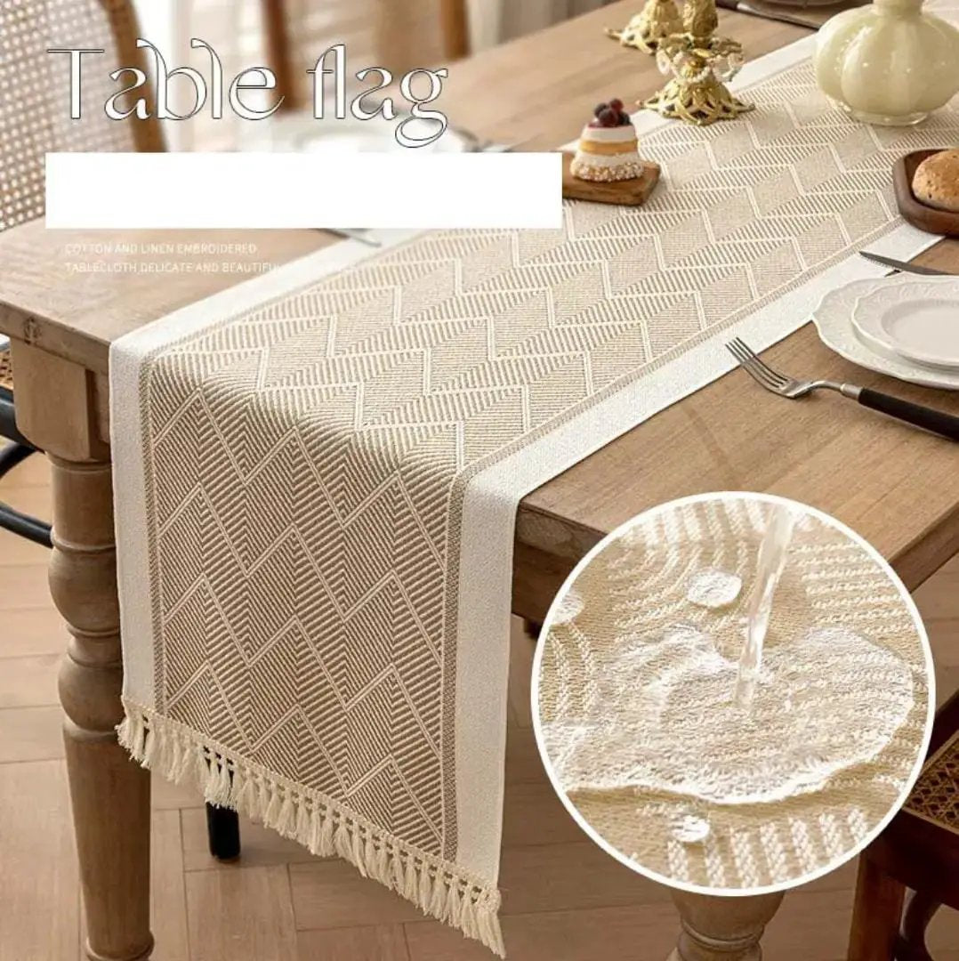 Geometric Tassel Table Runner Table runner Table Runners
